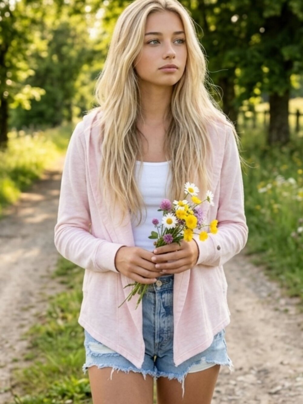 CALIA by Carrie Underwood blush pink hooded effortless cozy cardigan sweater